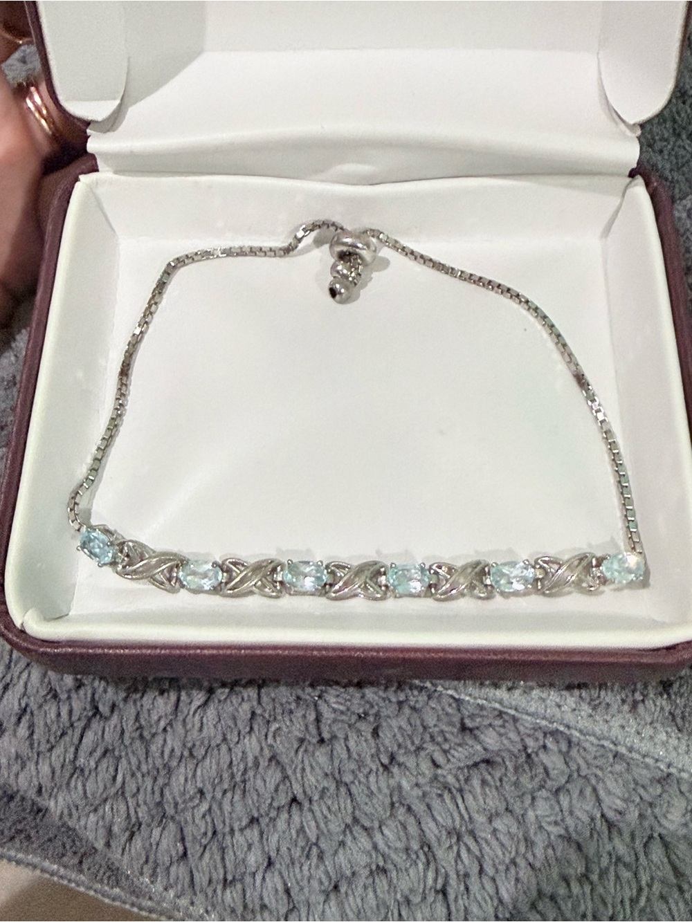 Sterling Silver Aquamarine-Style Bracelet - Silver